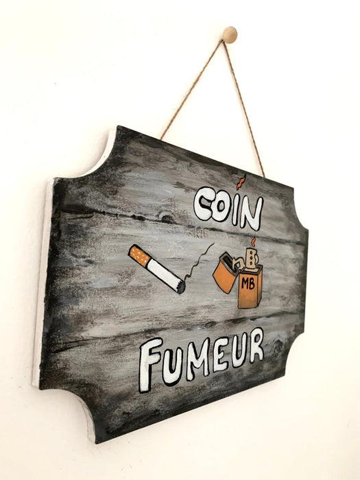 plaque en bois coin fumeur